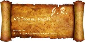 Jánossy Regő névjegykártya